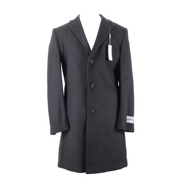 Michael Kors $495 Kavon Sz 42L Black Buttons Lined Wool Nylon Cashmere Coat - Picture 2 of 16